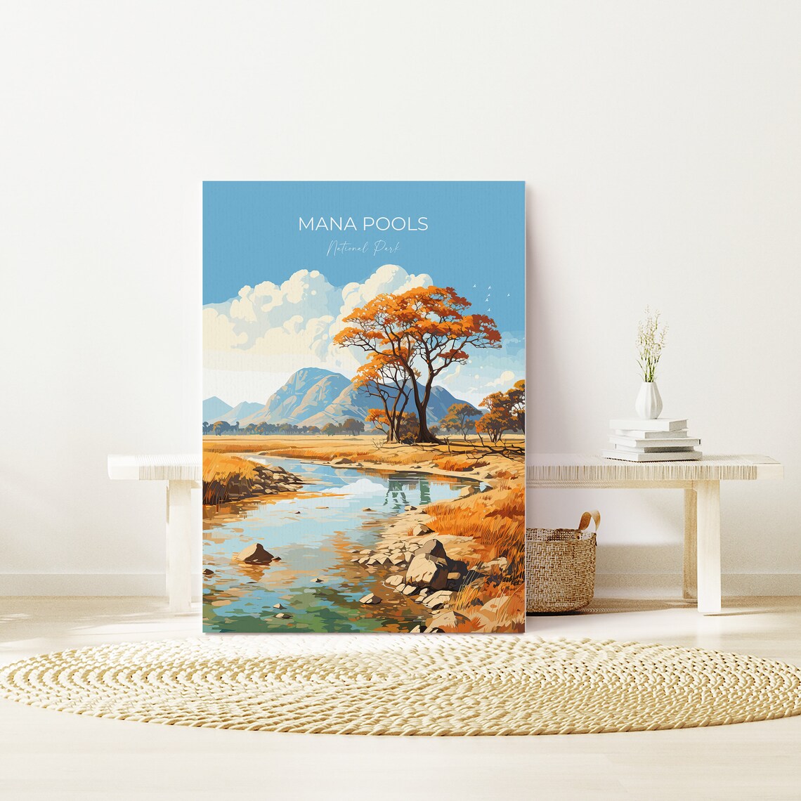 Mana Pools National Park Golden River Banks Autumn Trees Poster - Image 2