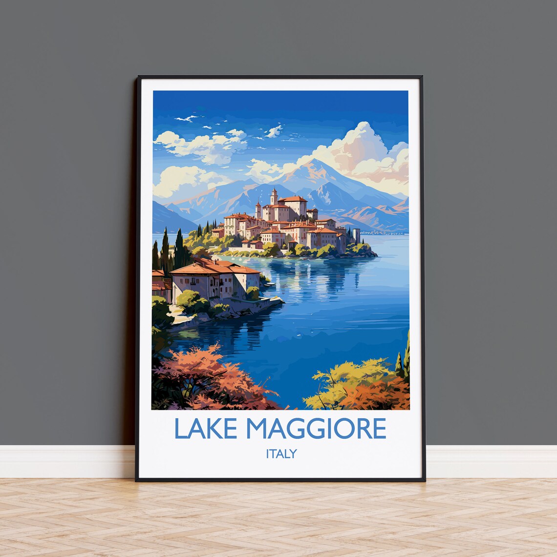 Lake Maggiore Travel Poster, Italy Italian Lakes