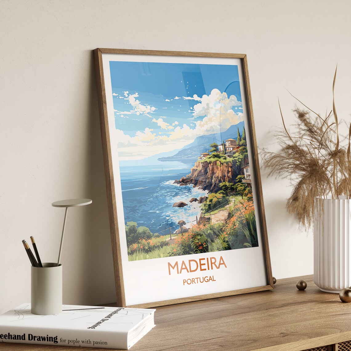Madeira Portugal Rocky Coast Cliffs Ocean Panorama Travel Poster - Image 2