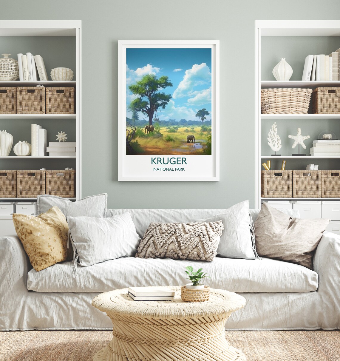 Kruger National Park Elephants African Savanna Safari Travel Poster - Image 3