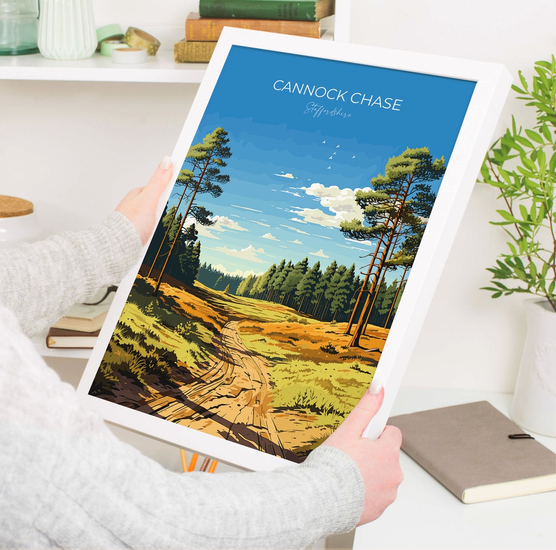 Cannock Chase Staffordshire Forest Pathway Pines Script Poster - Image 5