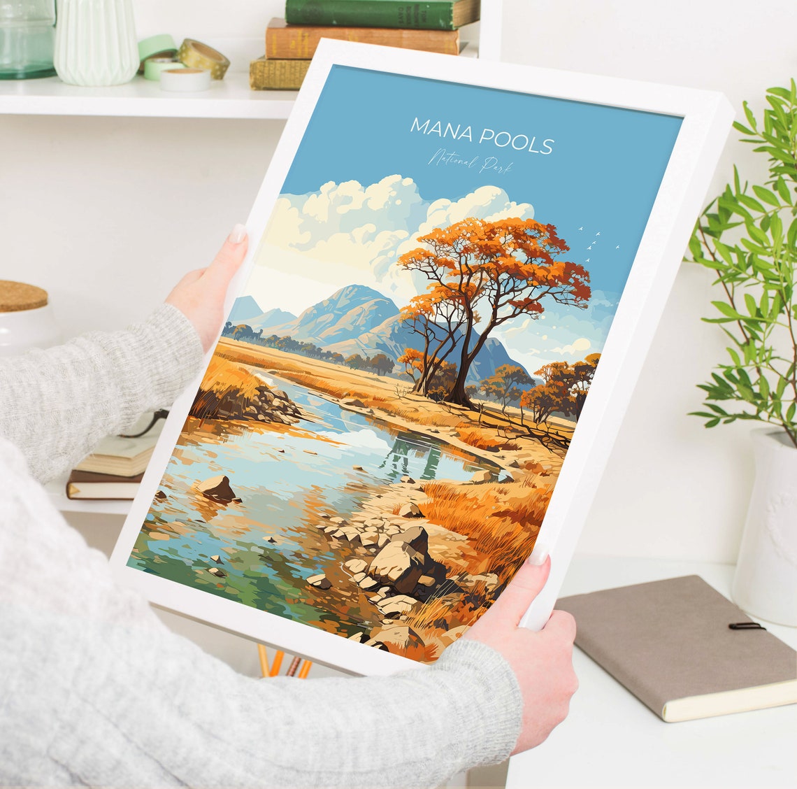 Mana Pools National Park Golden River Banks Autumn Trees Poster - Image 5