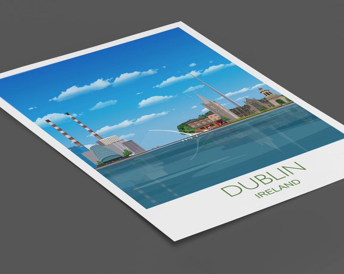Dublin Ireland Harbor Skyline Bridge Modern City Travel Poster - Image 2