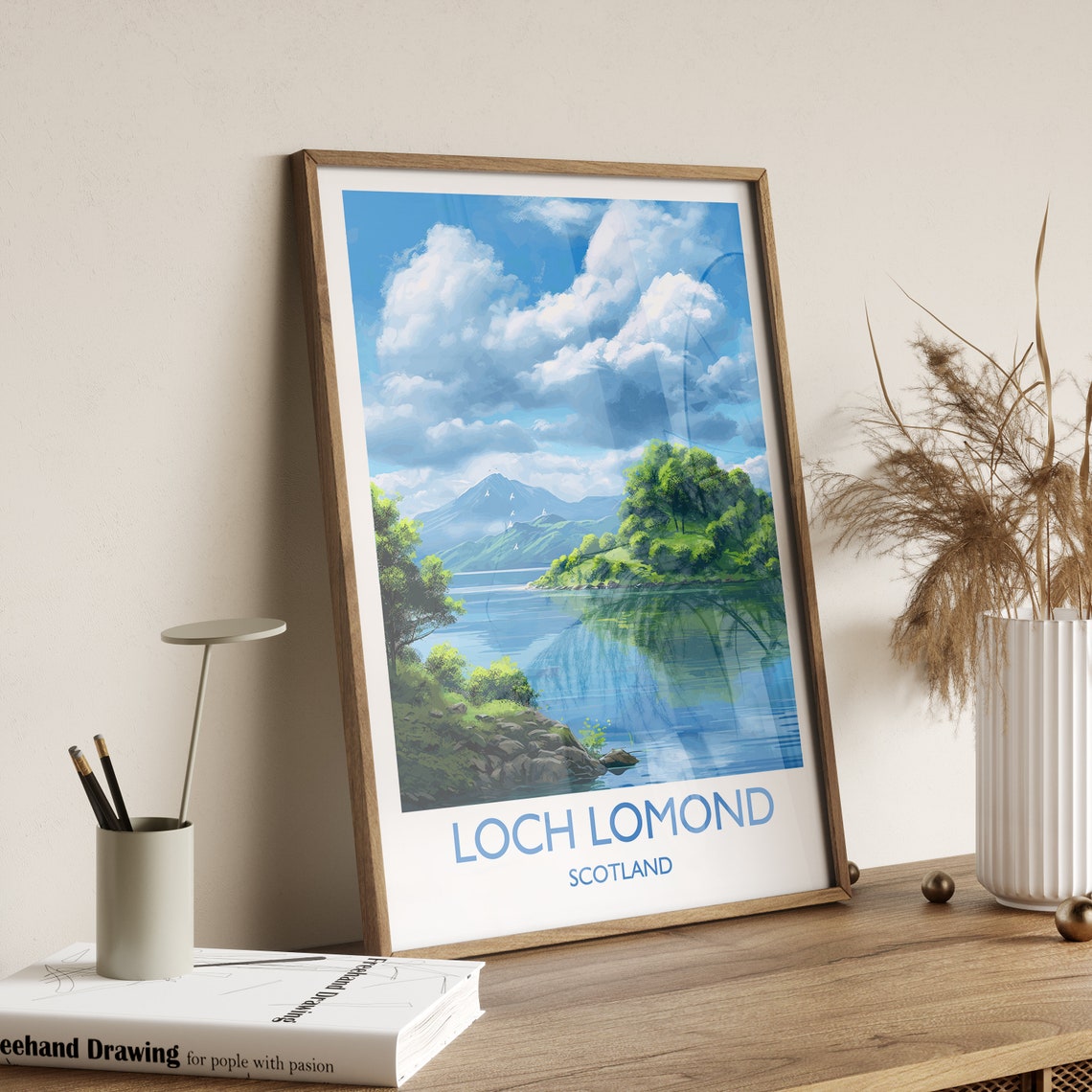 Loch Lomond Scotland Wooded Islands Misty Hills Water Art Poster - Image 3