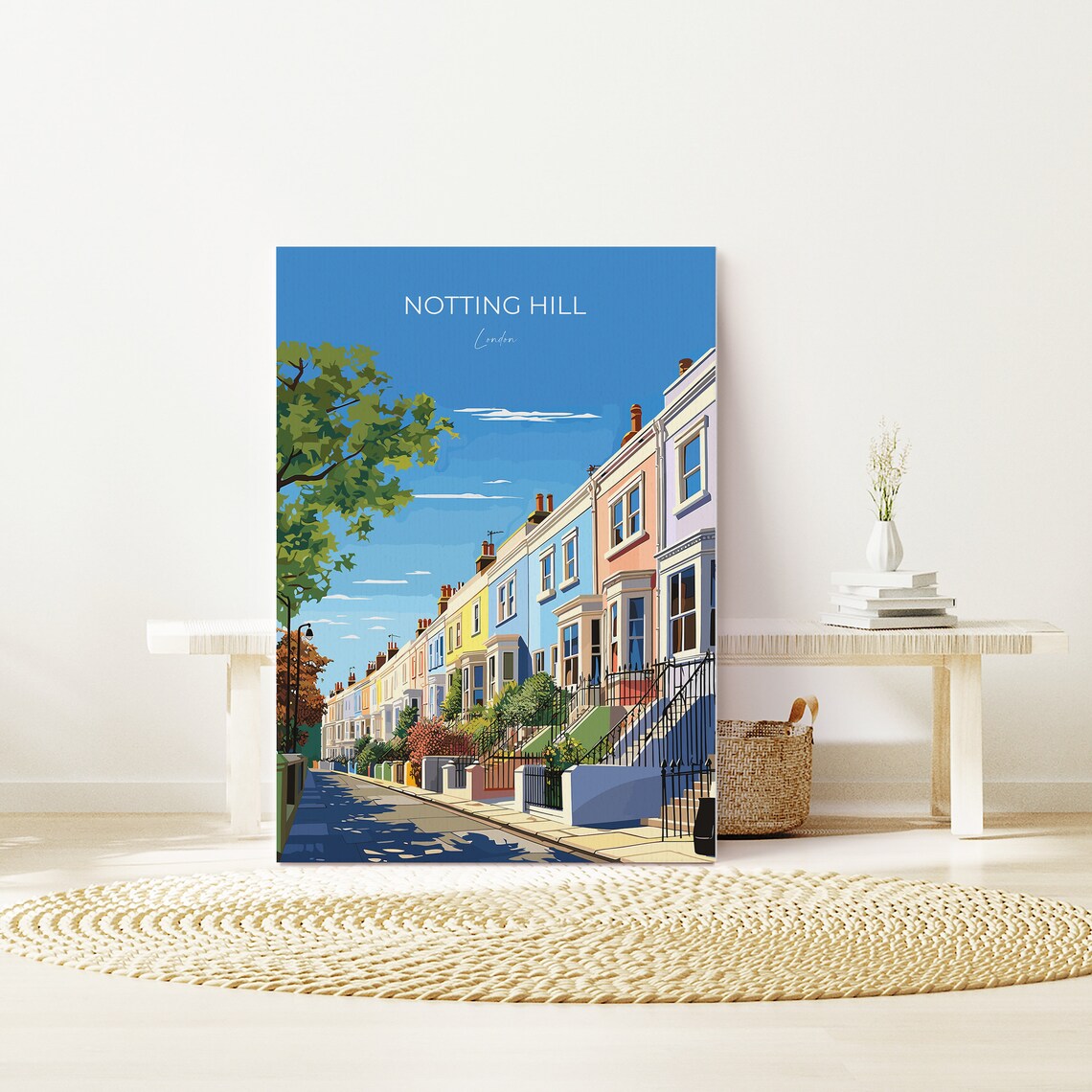 Notting Hill Colourful Terraced Houses London England Street Poster - Image 3