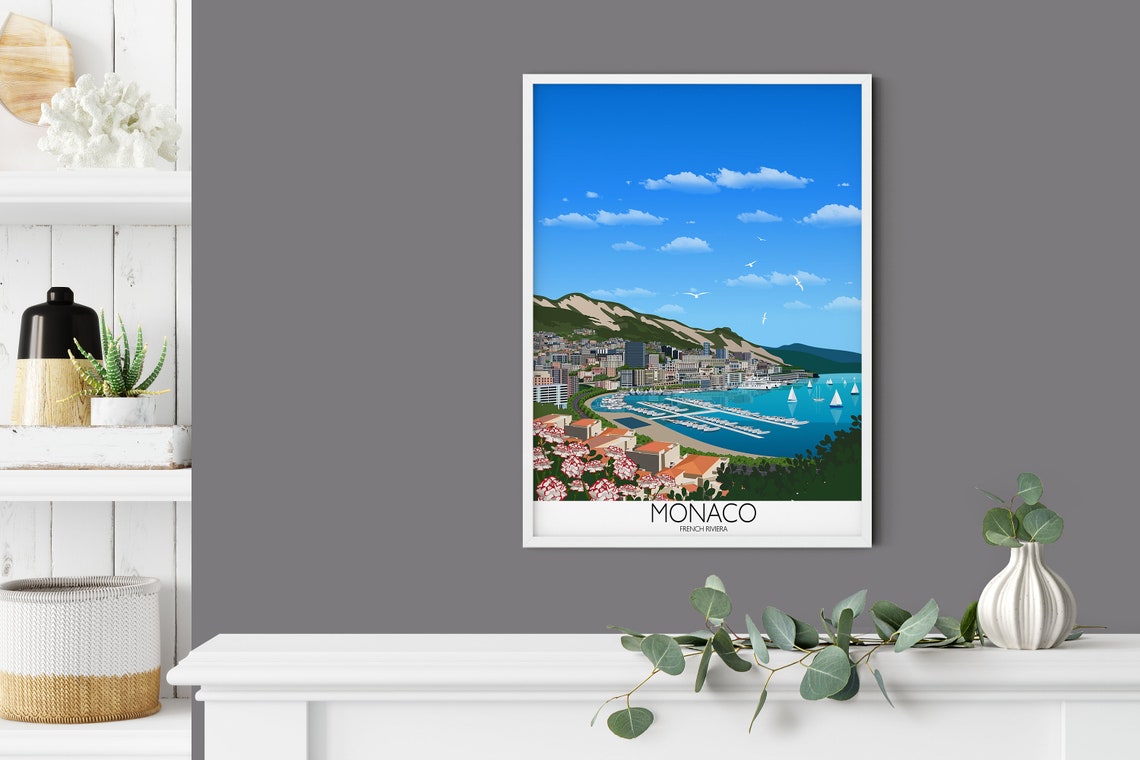 Travel Poster Of Monaco Travel Print Of Monaco French Riviera Travel Poster Monaco Print - Image 2