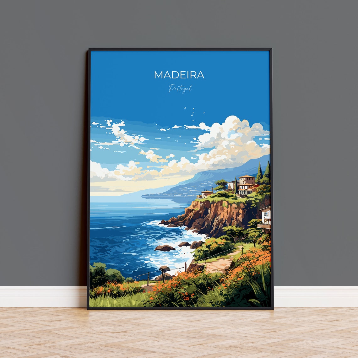 Madeira Travel Poster Wall Art Travel Print Of Madeira Madeira Art Print Portugal Wall Print Madeira Art Lovers Gift