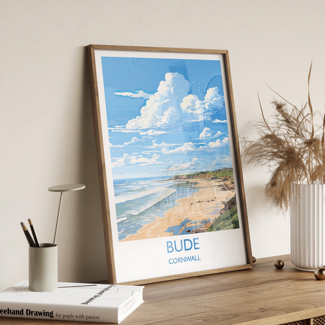 Bude Travel Poster, Cornwall England Art Print - Image 2