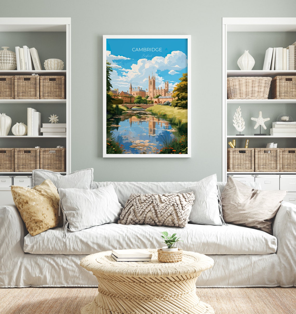 Cambridge England University Colleges River Cam View Art Poster - Image 4