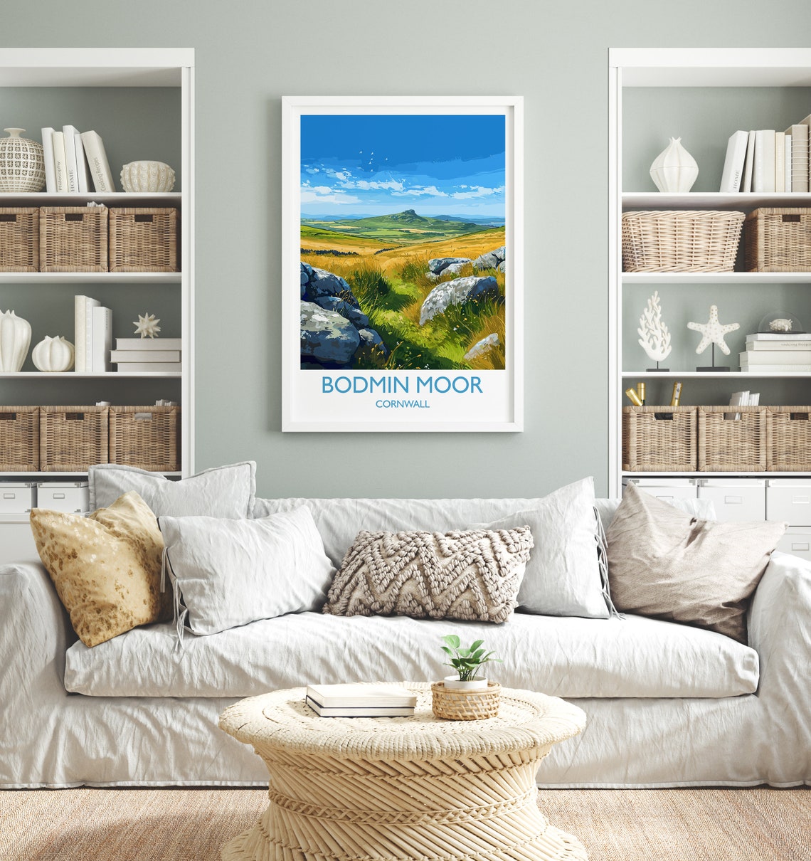 Bodmin Moor Cornwall Granite Boulders Golden Grass Hills Travel Poster - Image 4