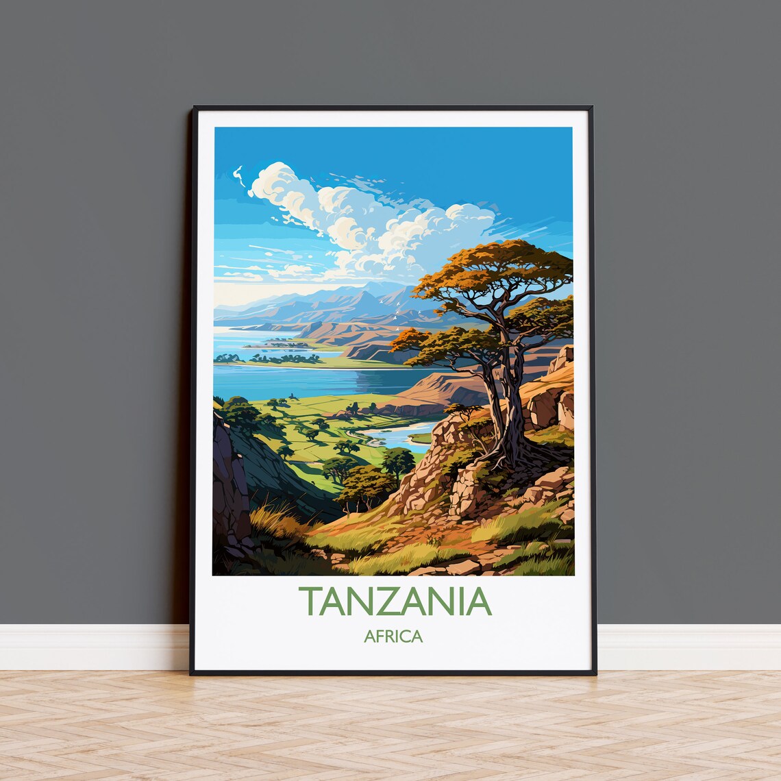 Tanzania Travel Poster, Africa Travel Poster Print