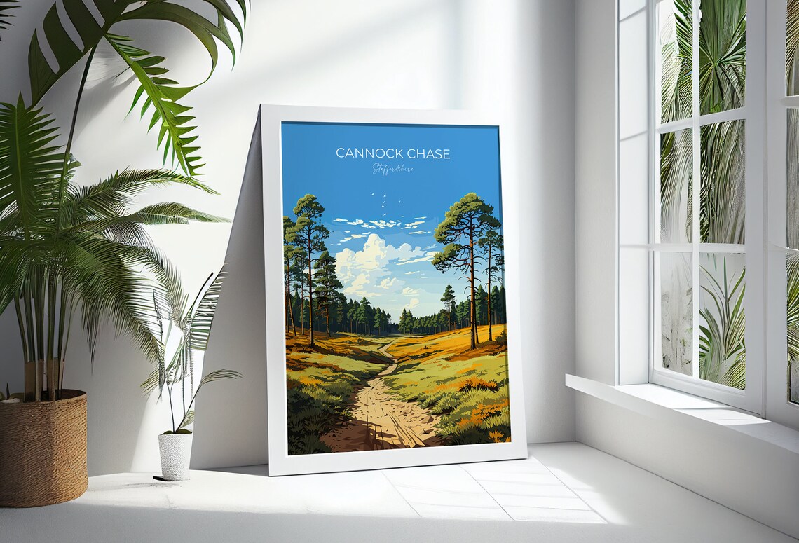Cannock Chase Travel Print Travel Poster Of Cannock Chase England Staffordshire Art Cannock Chase Art Lovers Gift Wall Art Print - Image 2