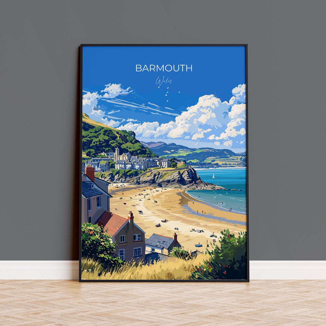 Barmouth Wales Coastal Town Seafront Golden Sands Bay Poster