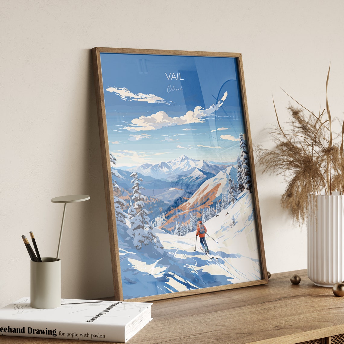 Vail Colorado Ski Resort Snowy Valley Peaks Winter Scene Poster - Image 2