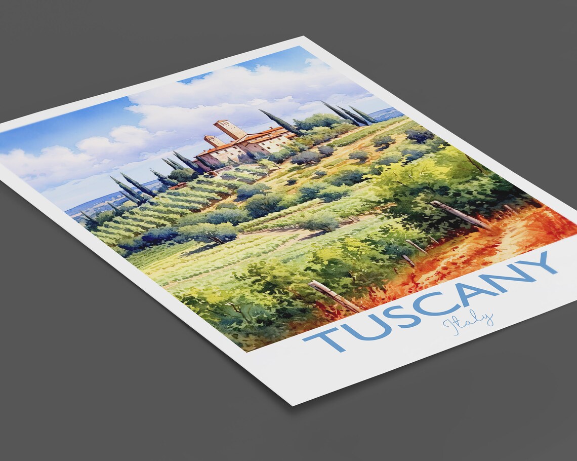 Tuscany Travel Poster, Watercolour Travel Print - Image 2