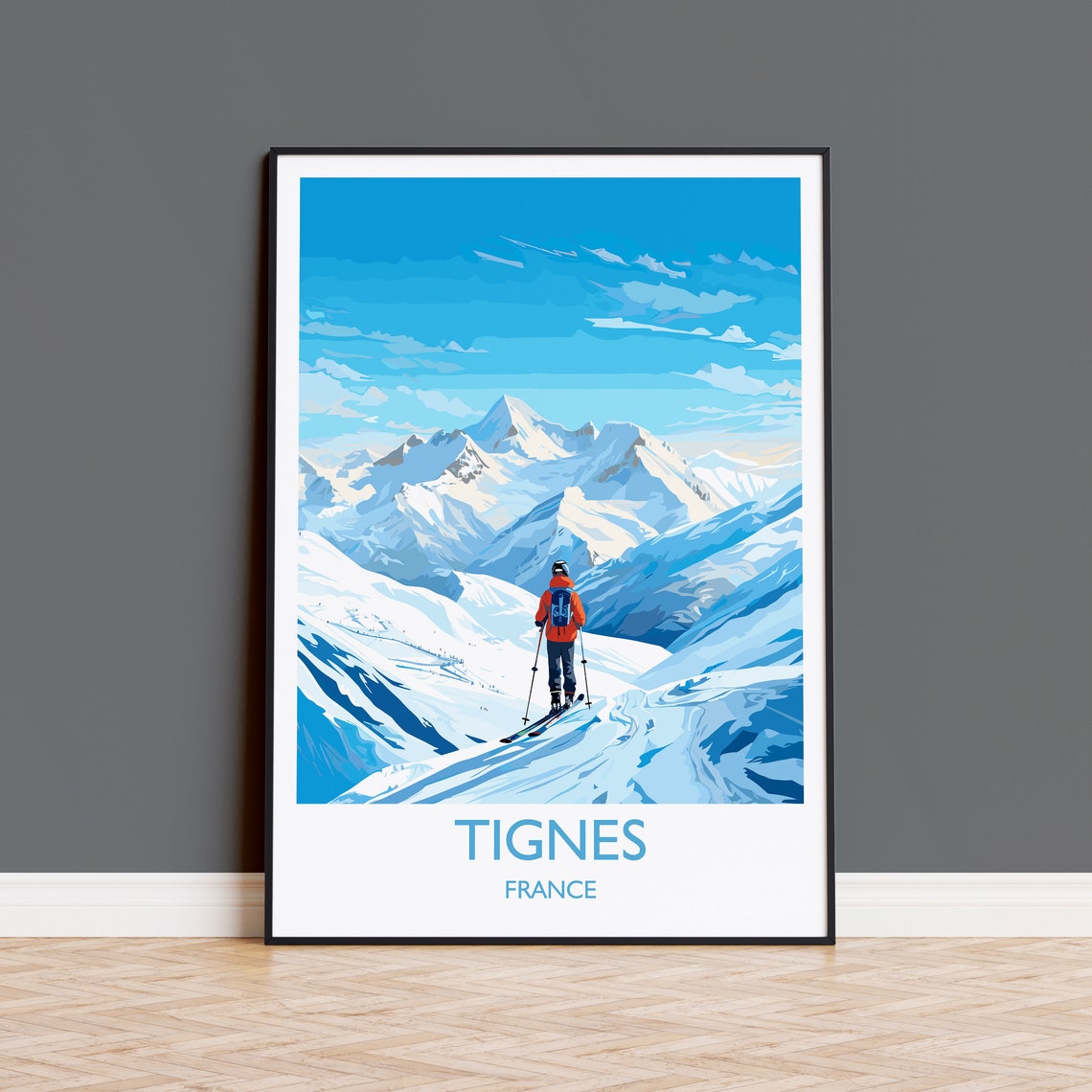 Tignes Wall Art Travel Poster Travel Print Of Tignes Ski Poster Tignes Art Gift France Ski Art Travel Gift
