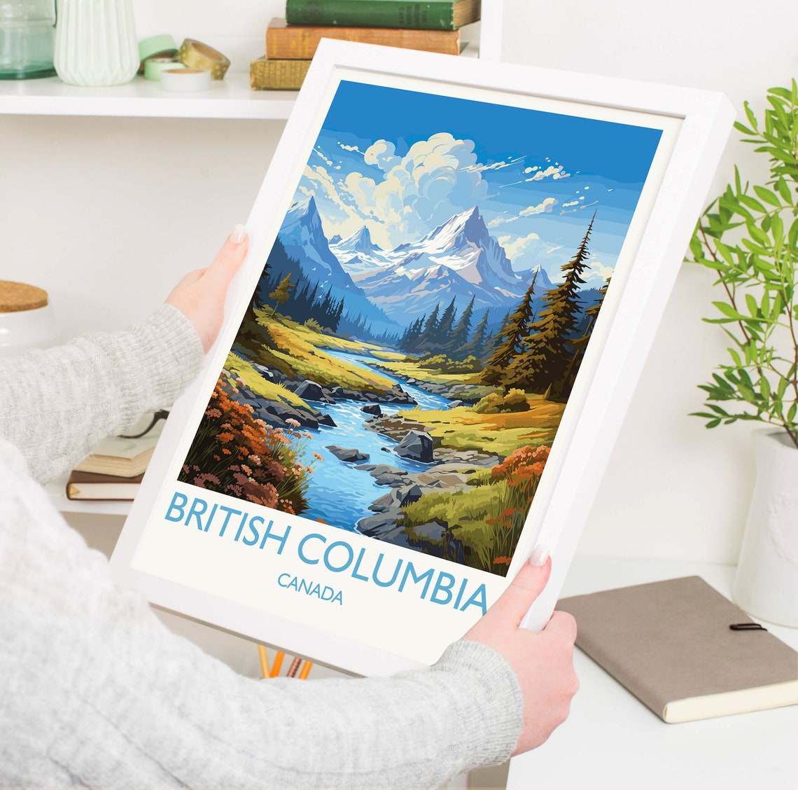British Columbia Canada Mountain River Valley Summer Scene Poster - Image 5
