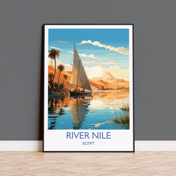 River Nile Travel Print Travel Poster Of River Nile Egypt Art Lovers Gift River Nile Wall Art