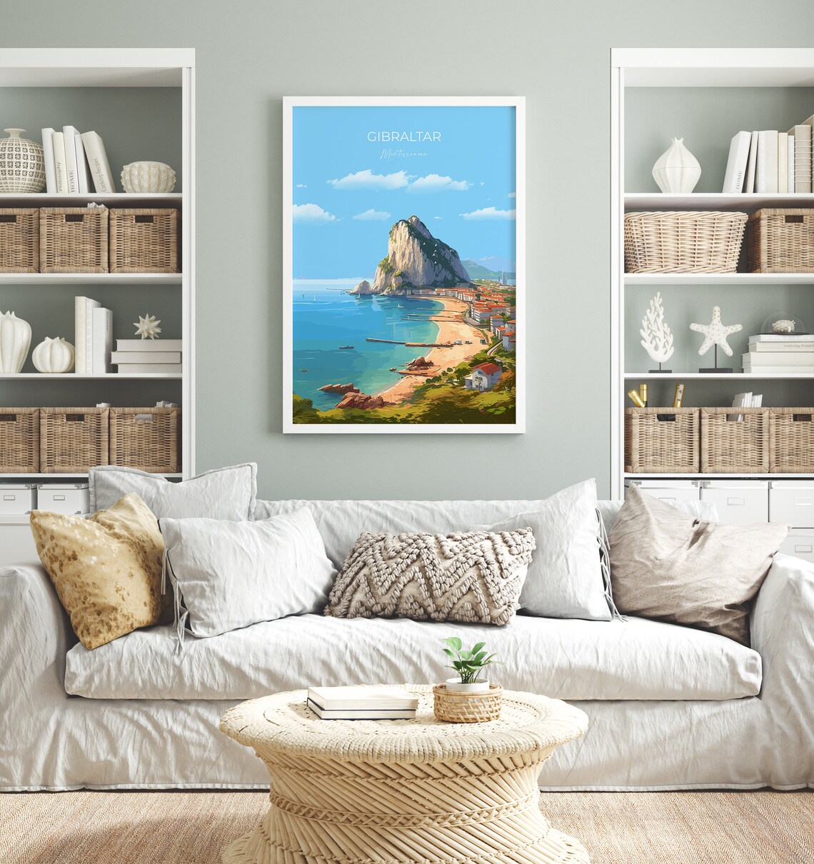 Gibraltar Mediterranean Rock Coast Beach Travel Poster Wall Decor - Image 3