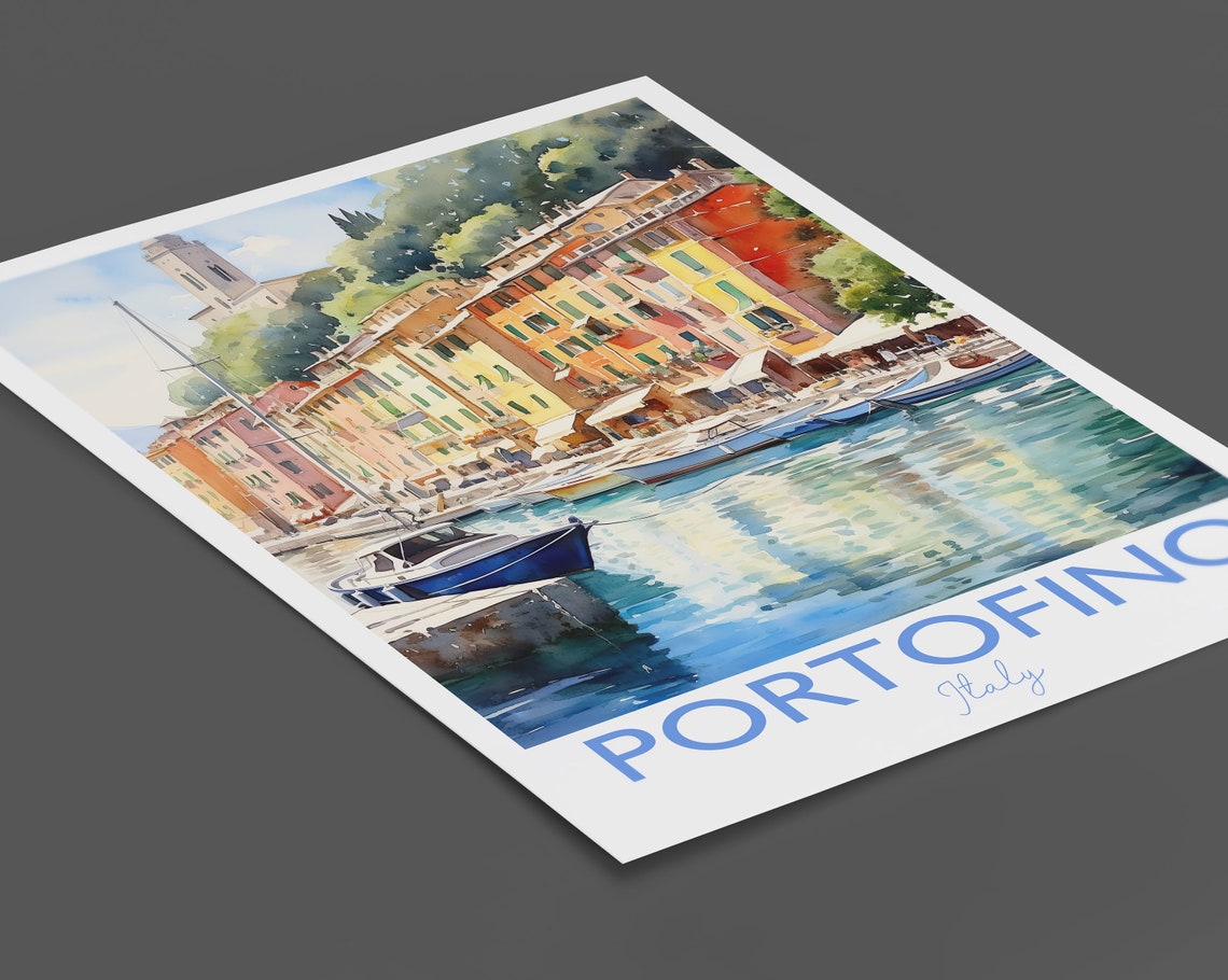 Portofino Poster Travel Print Of Portofino Italy Portofino Gift Travel Watercolour Gift - Image 3
