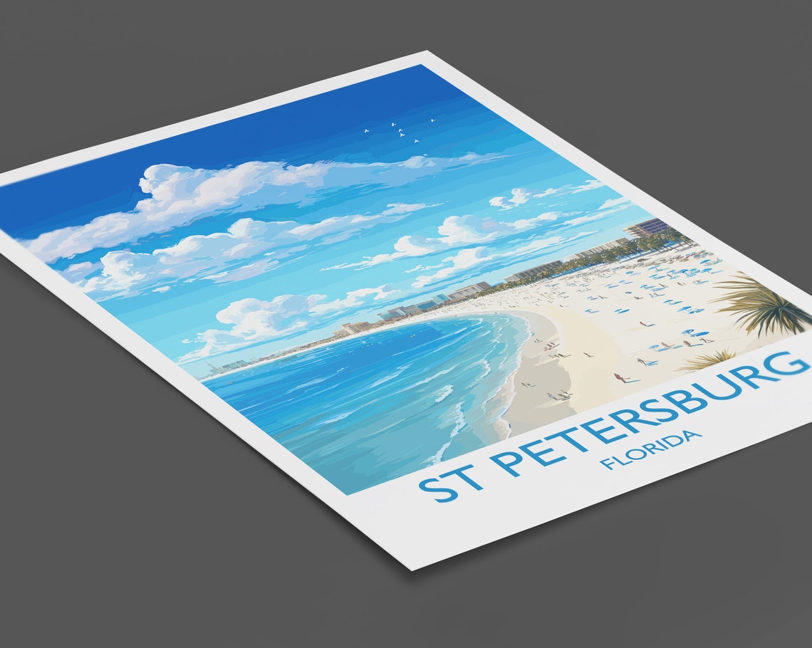 St Petersburg Travel Print Travel Poster Of St Petersburg St Petersburg Beach Gift Florida Art Gift Usa Wall Art Print - Image 2