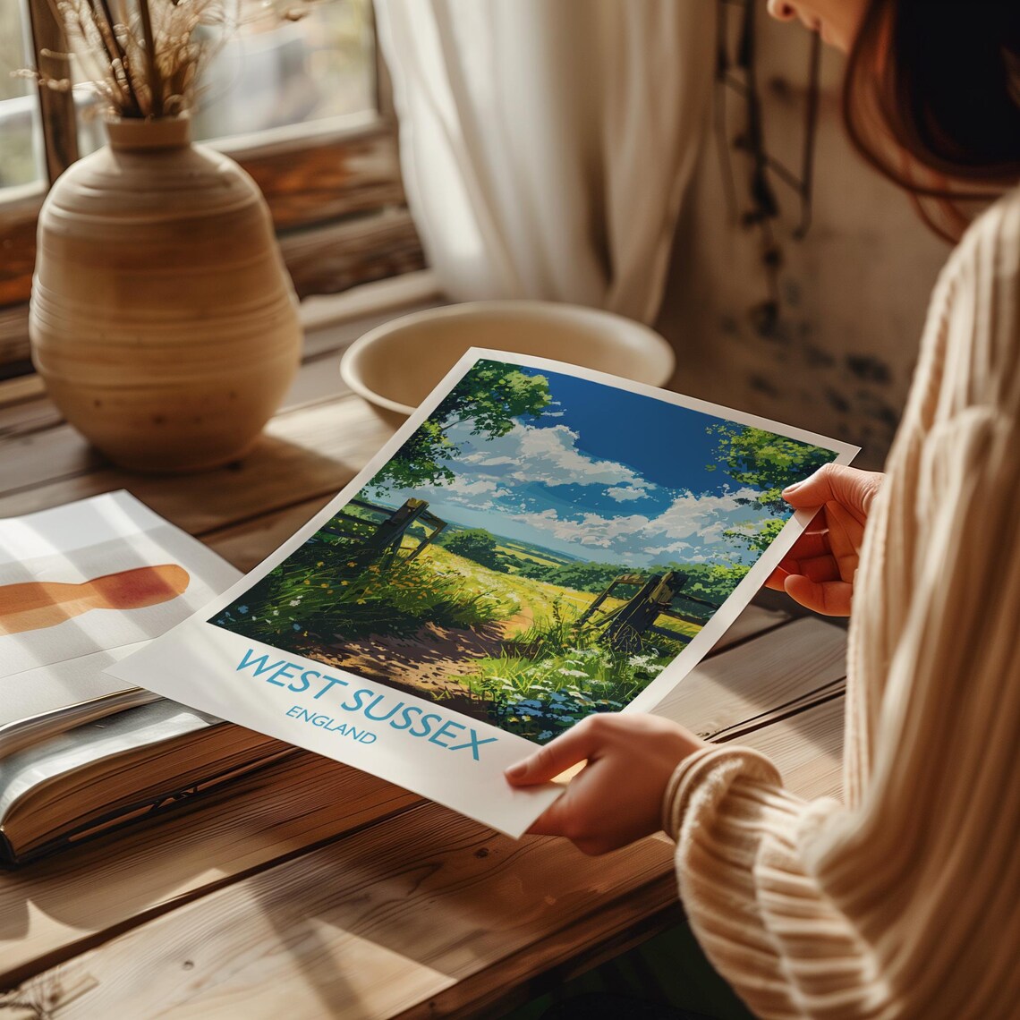 West Sussex Travel Poster, English Countryside Art Print - Image 2