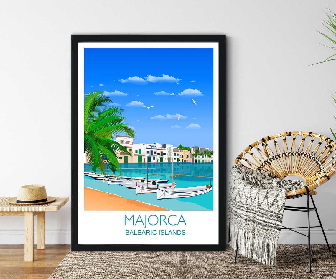 Majorca Travel Poster, Balearic Islands Trip