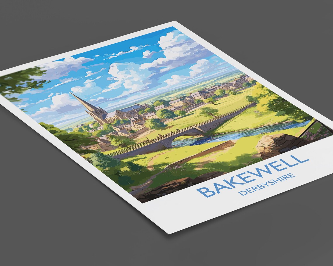 Bakewell Travel Poster, England Derbyshire Art Print - Image 2