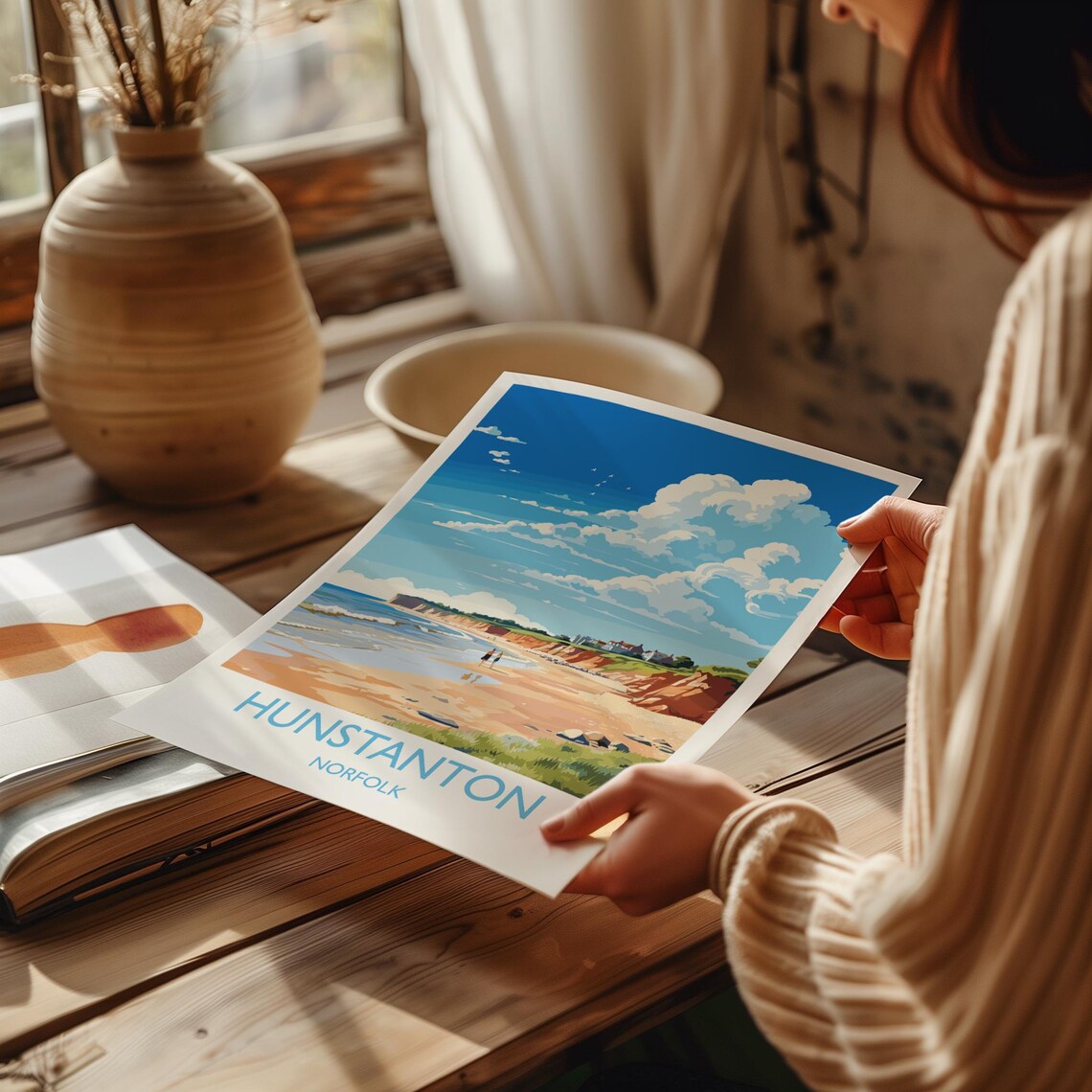 Hunstanton Beach Travel Poster, Norfolk England - Image 2