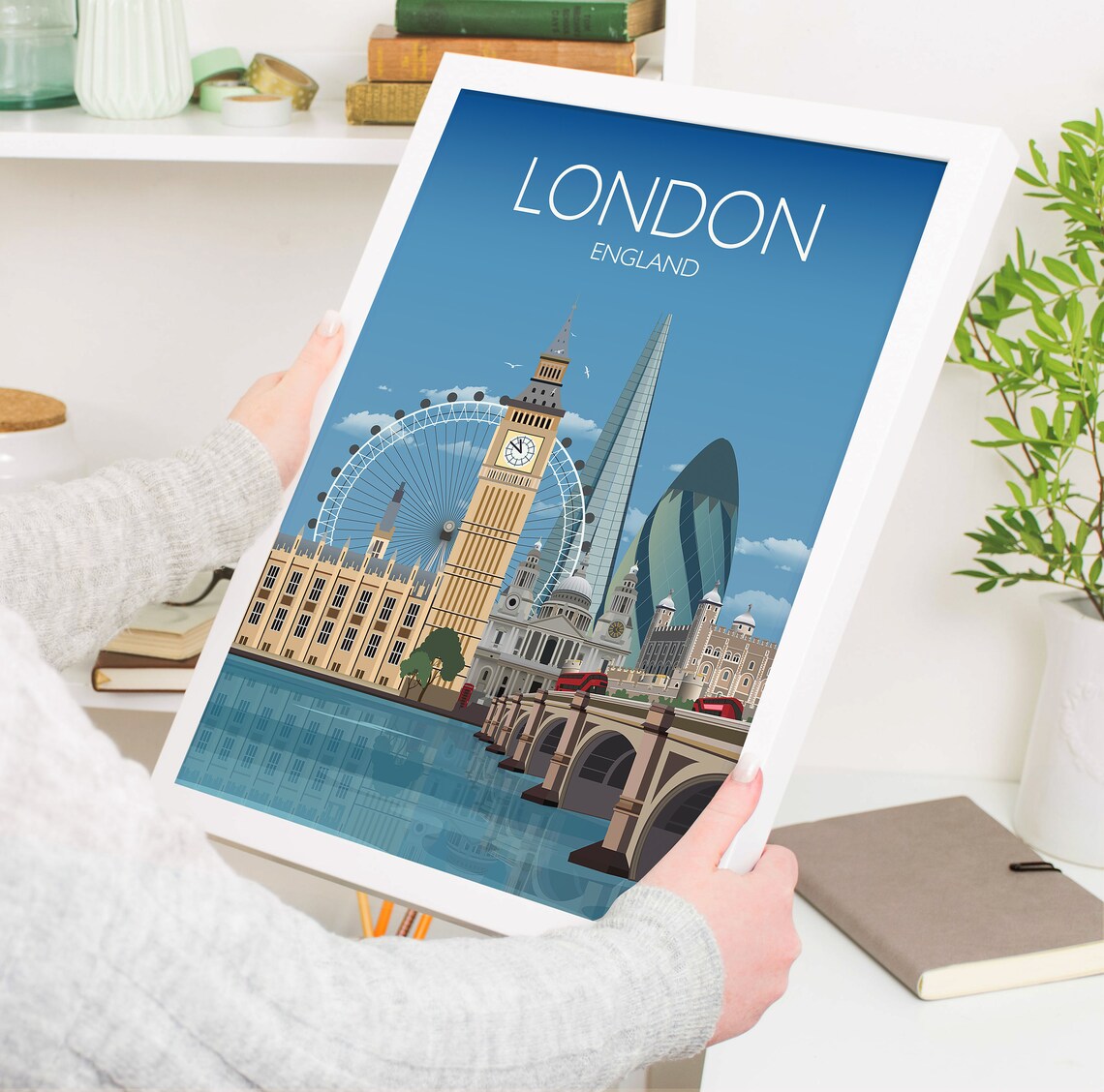 London Travel Poster, St Paul’s, Big Ben, Tower - Image 3