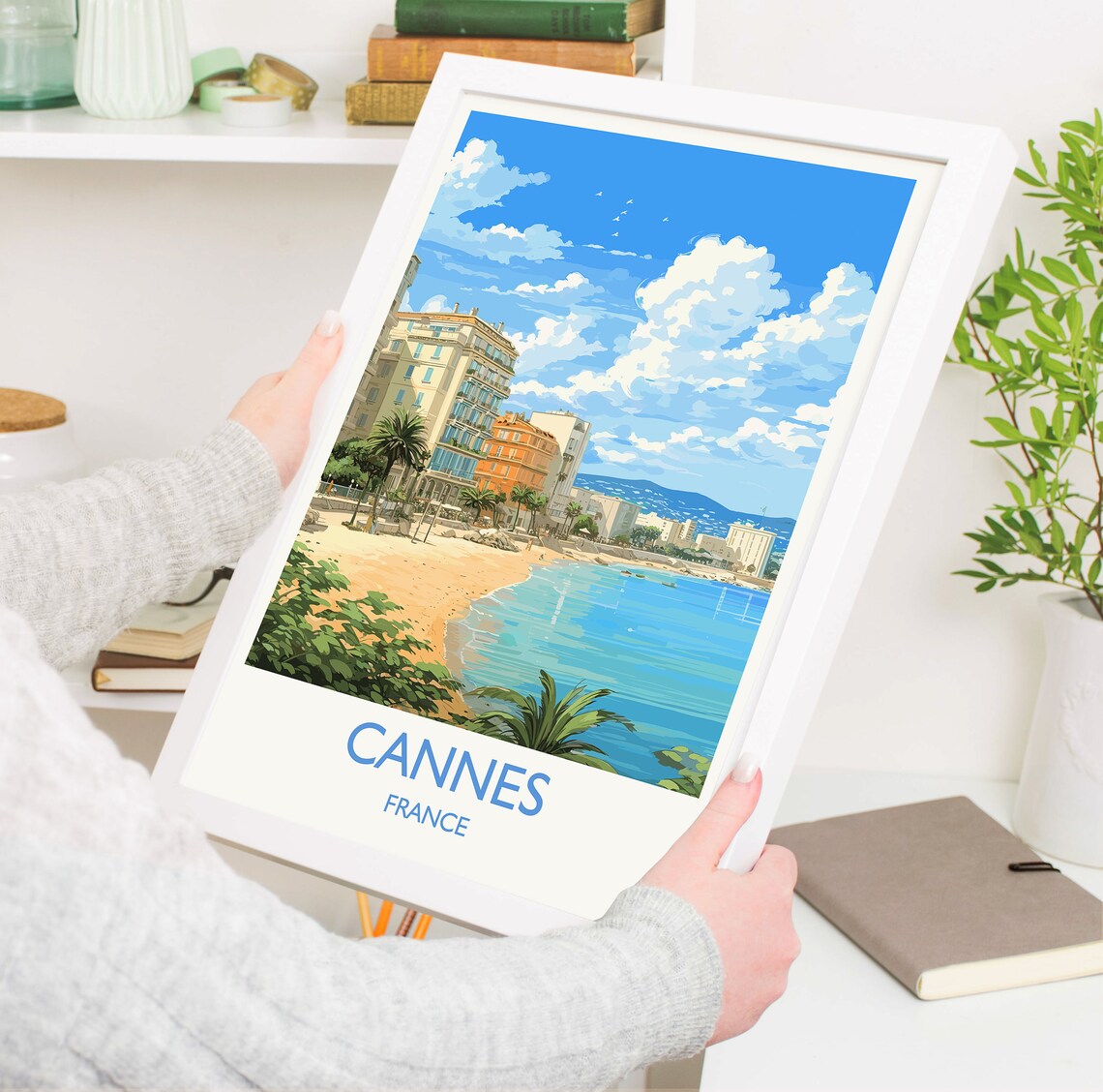 Cannes France Riviera Beach Promenade Grand Hotels Travel Poster - Image 5