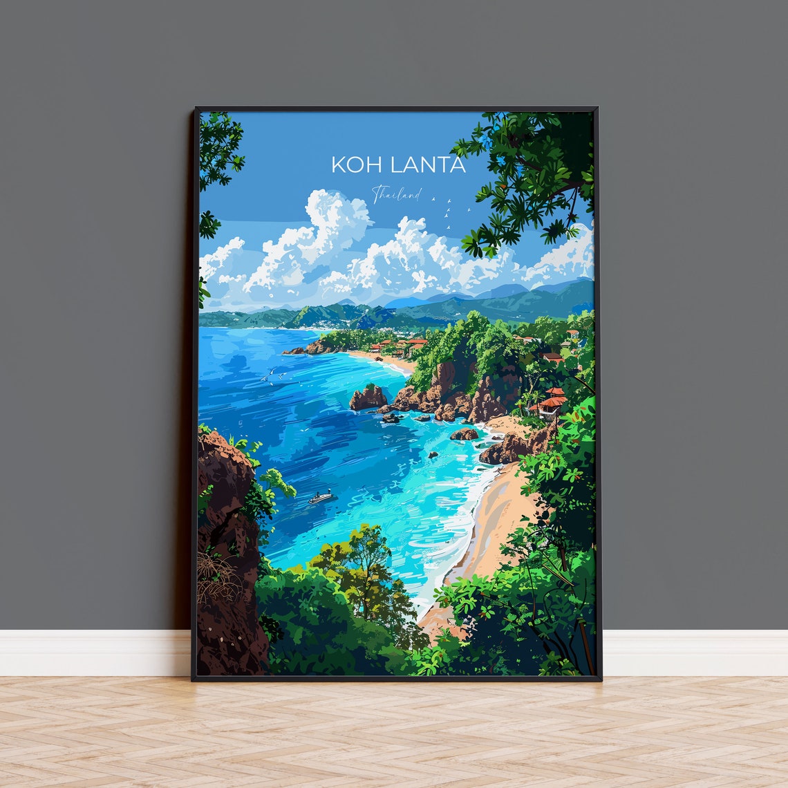 Koh Lanta Travel Poster Wall Art Travel Print Of Koh Lanta Thailand Koh Lanta Art Lovers Gift Travel Gift Art