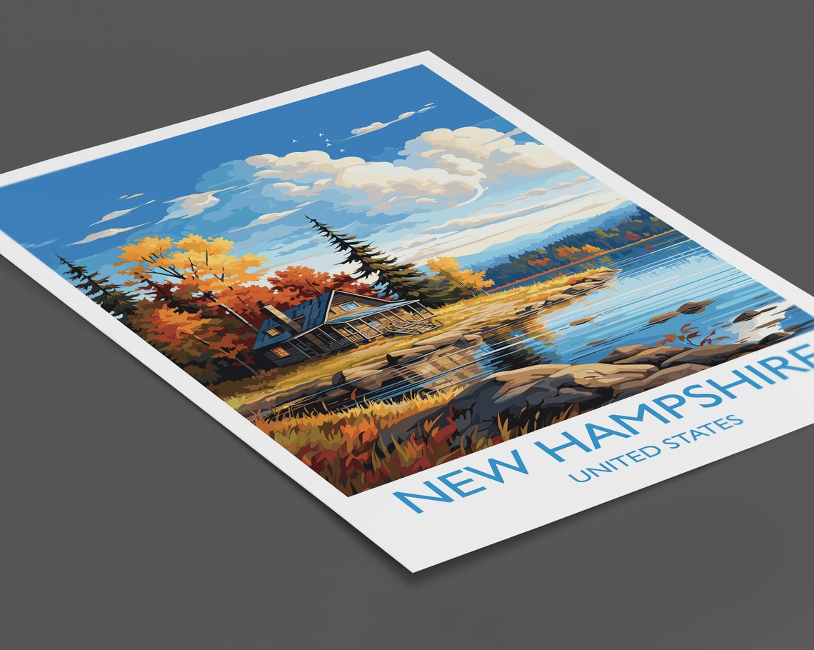 New Hampshire Poster Travel Print Of New Hampshire Autumn Fall Art Gift New Hampshire State Usa Travel Gift - Image 2