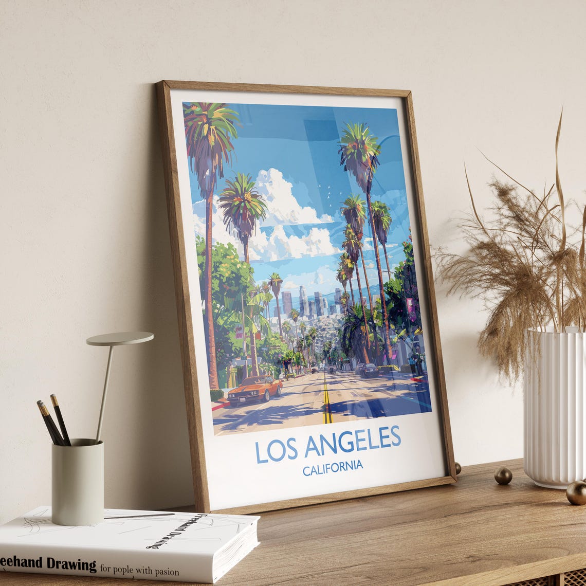 Los Angeles Travel Print Travel Poster Of Los Angeles California Los Angeles Art Lovers Gift Usa Gift Wall Art Print - Image 2