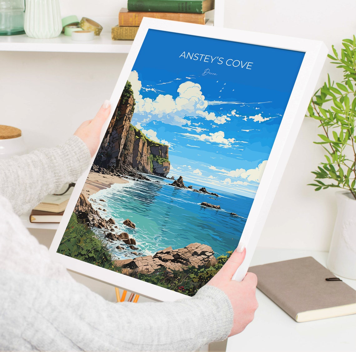 Ansteys Cove Devon Seaside Cliffs Rocky Shore Ocean Travel Poster - Image 5