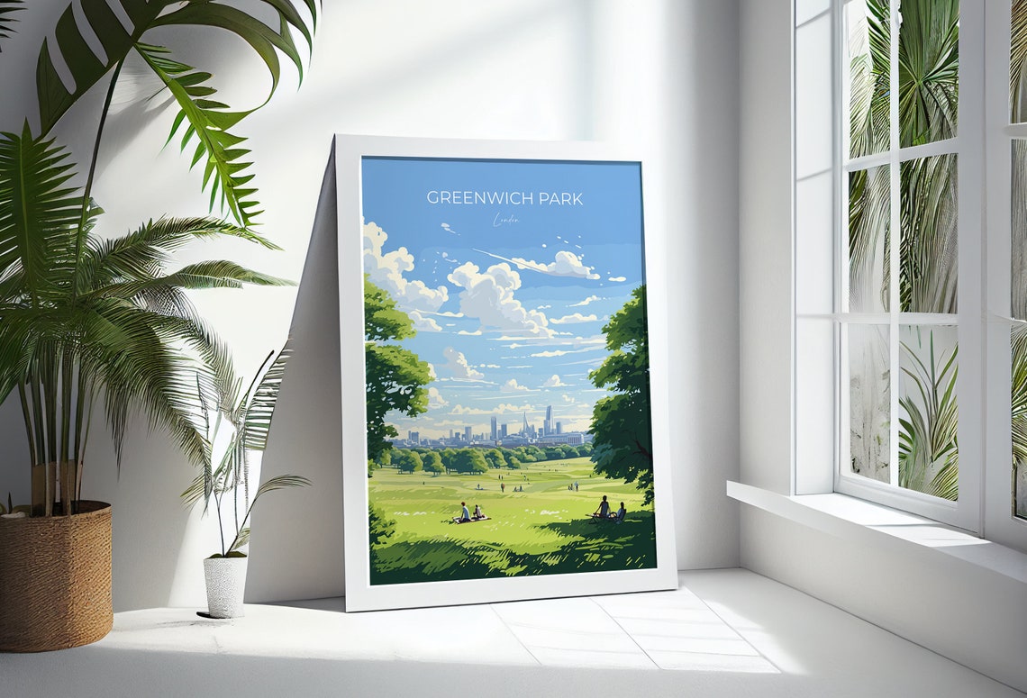 Greenwich Park Travel Print Travel Poster Of Greenwich Park London Poster Greenwich Park Art Gift London Art Lovers Uk Travel Gift - Image 3