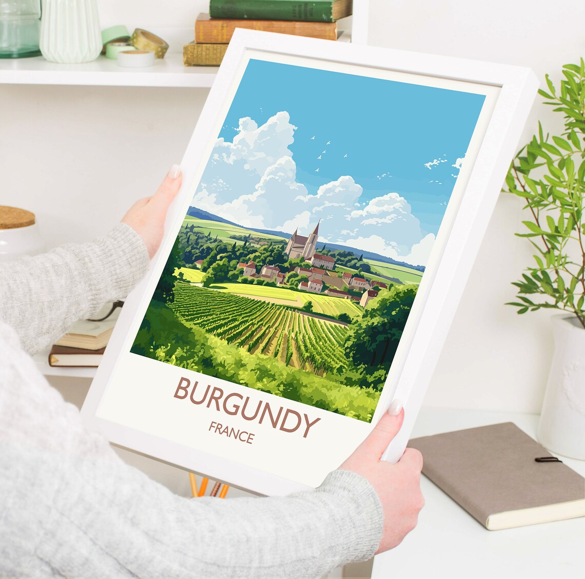 Burgundy Travel Poster, France Wine Region Art - Image 5