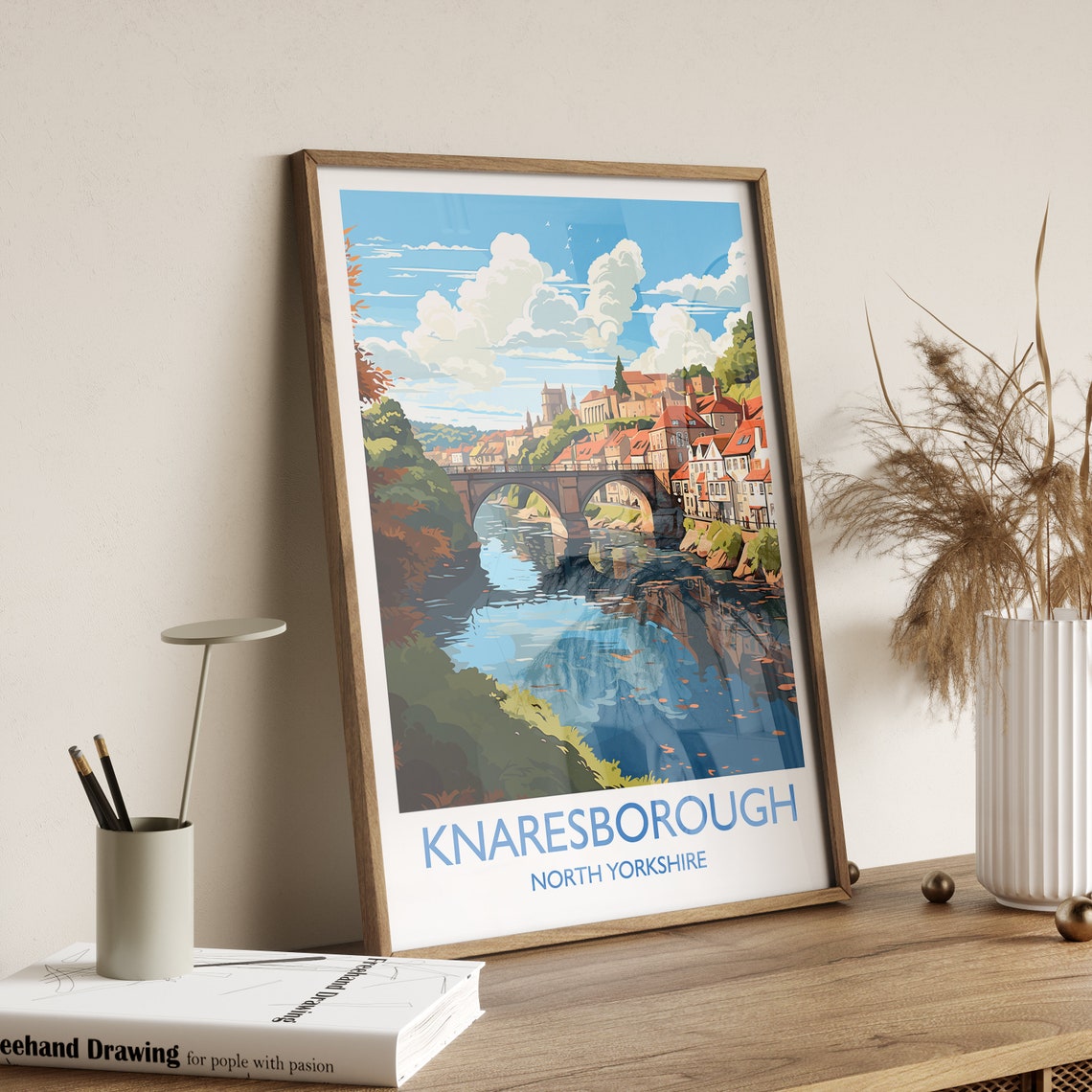 Knaresborough Travel Print Travel Poster Of Knaresborough North Yorkshire Gift England Knaresborough Art Lovers Gift Wall Art Print - Image 3