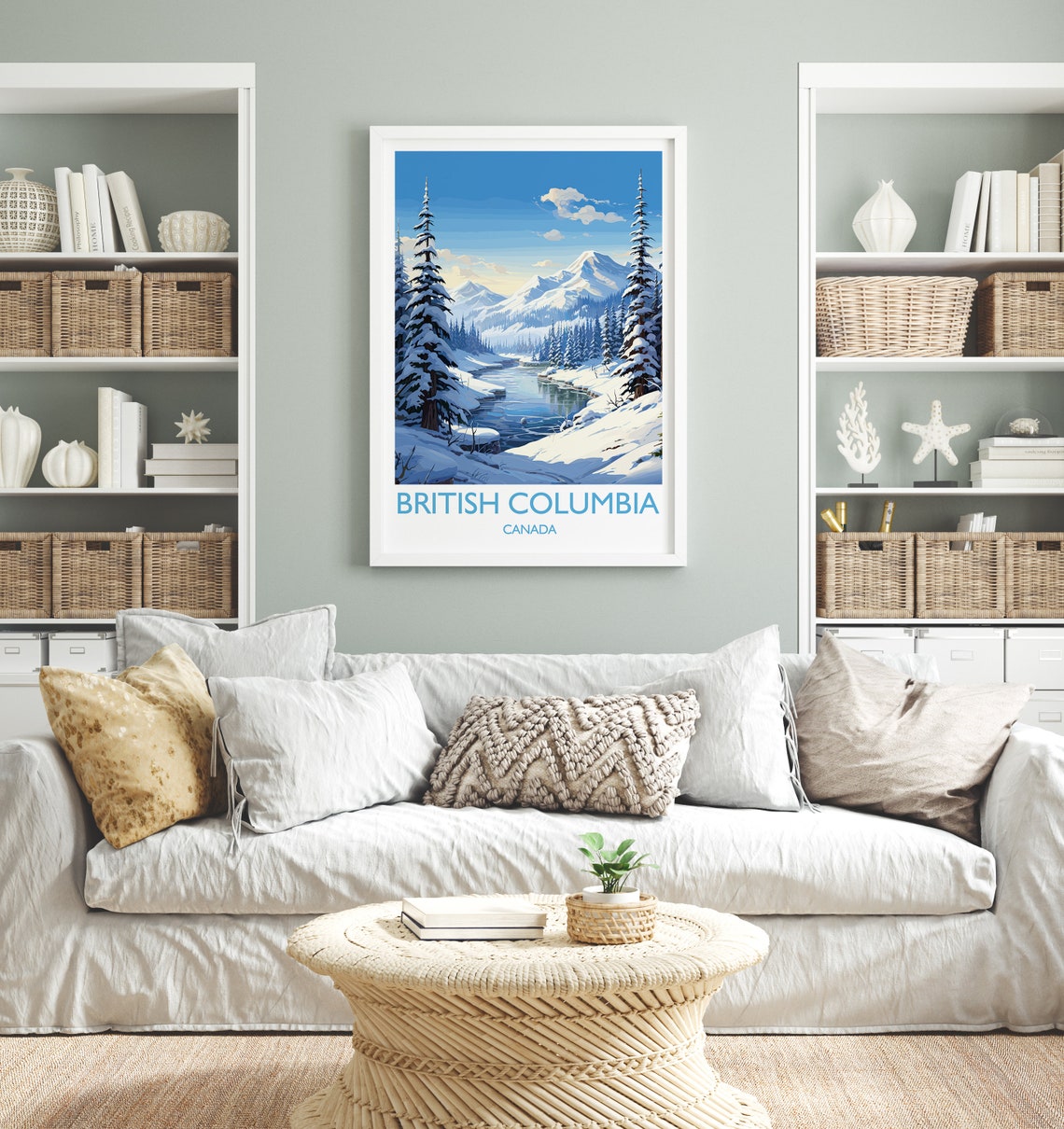 British Columbia Canada Winter Snowy River Pine Forest Poster - Image 4