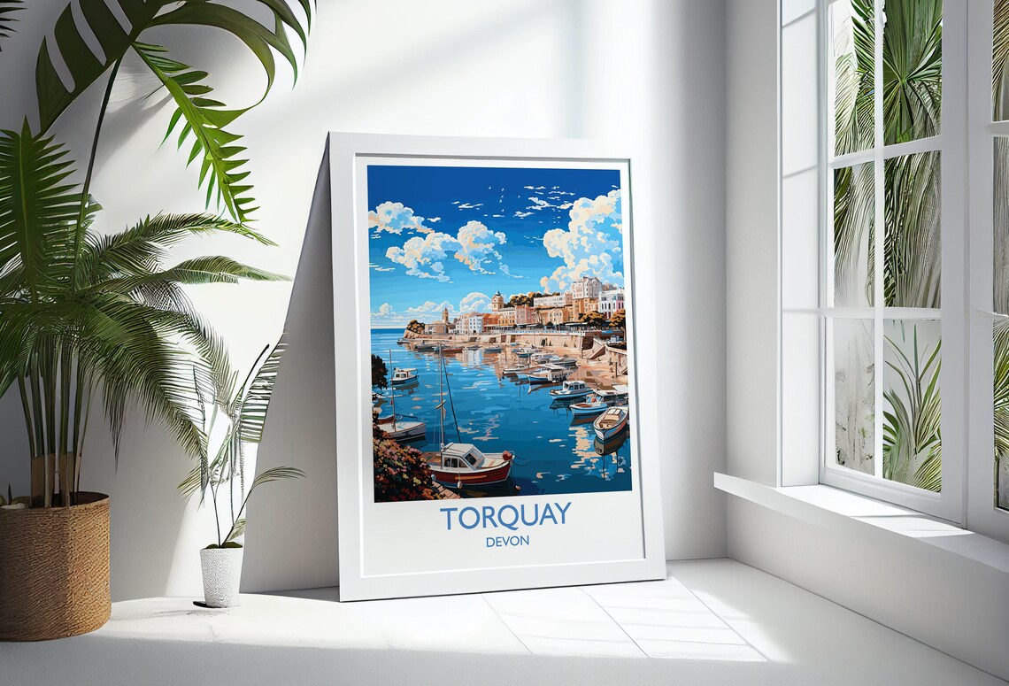 Torquay Devon Fishing Boats Harbor Quay Seaside Travel Poster - Image 3