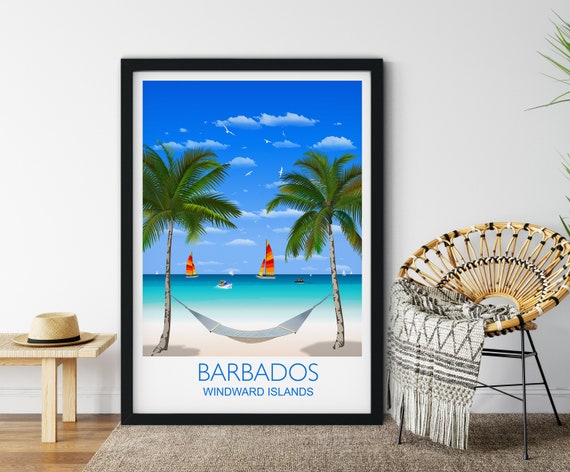 Barbados Travel Print Travel Poster Of Barbados Windward Islands Caribbean Travel Poster Barbados Print