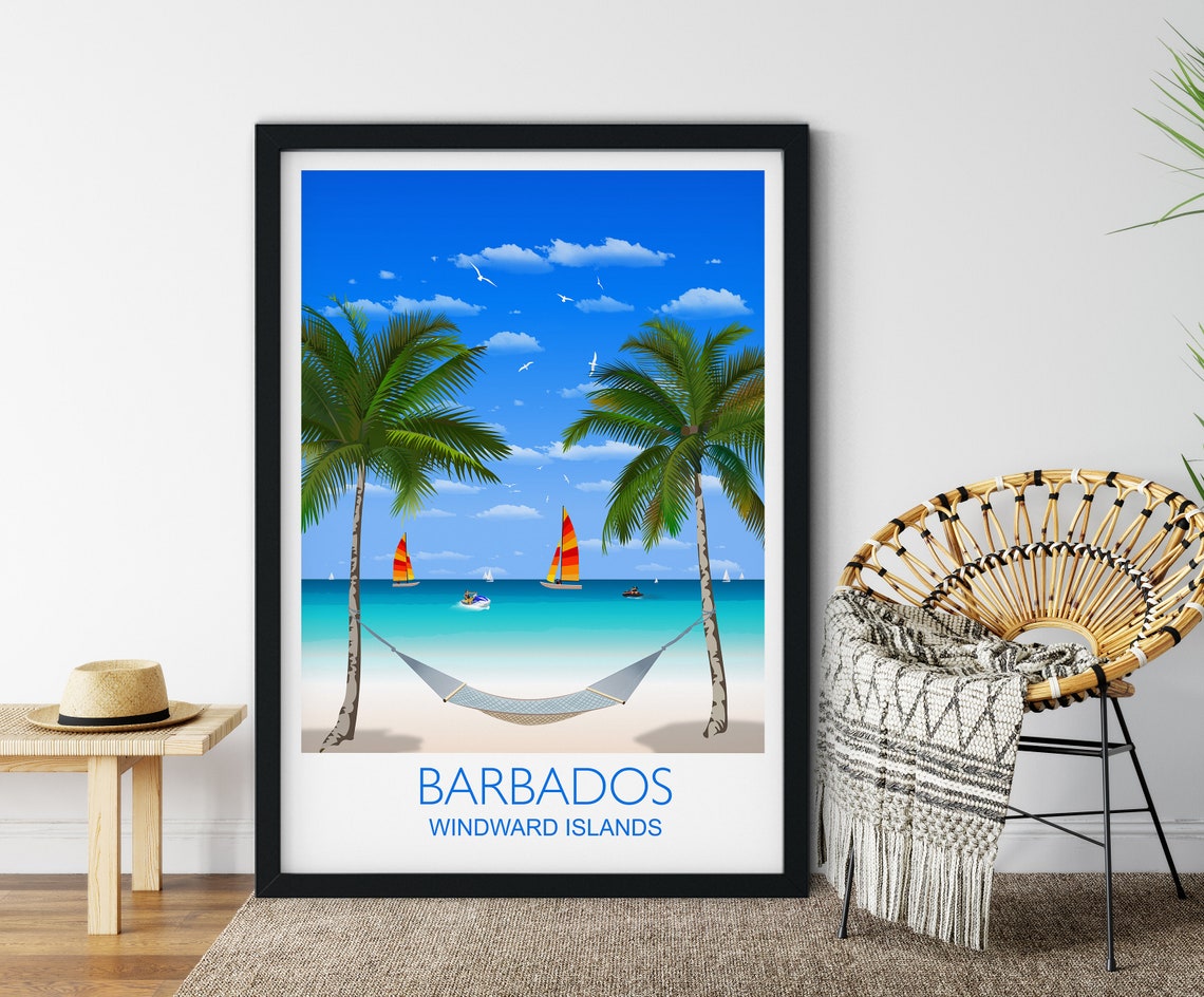 Barbados Travel Print Travel Poster Of Barbados Windward Islands Caribbean Travel Poster Barbados Print