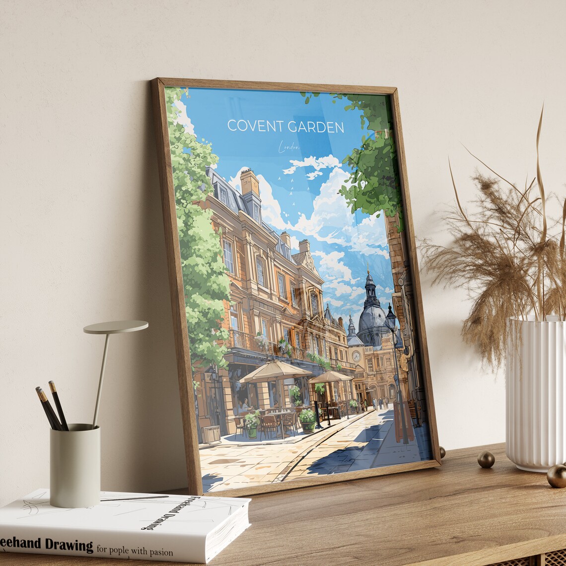 Covent Garden London Historic Street Cafe Vintage Travel Poster - Image 2