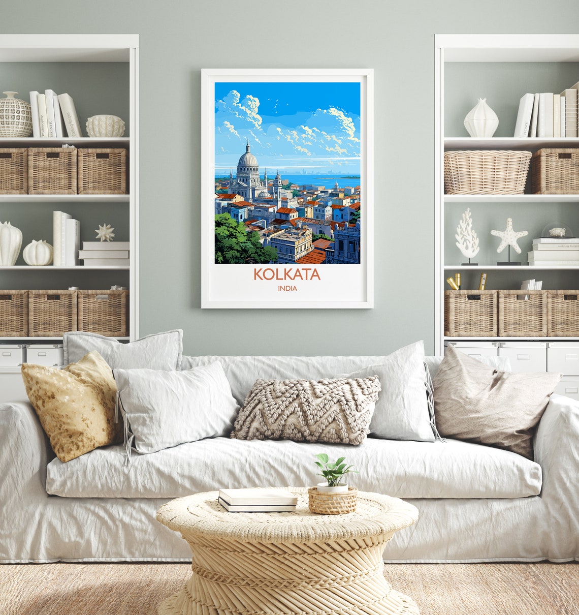 Kolkata India Retro Travel Poster St Pauls Cathedral Skyline Cityscape - Image 4