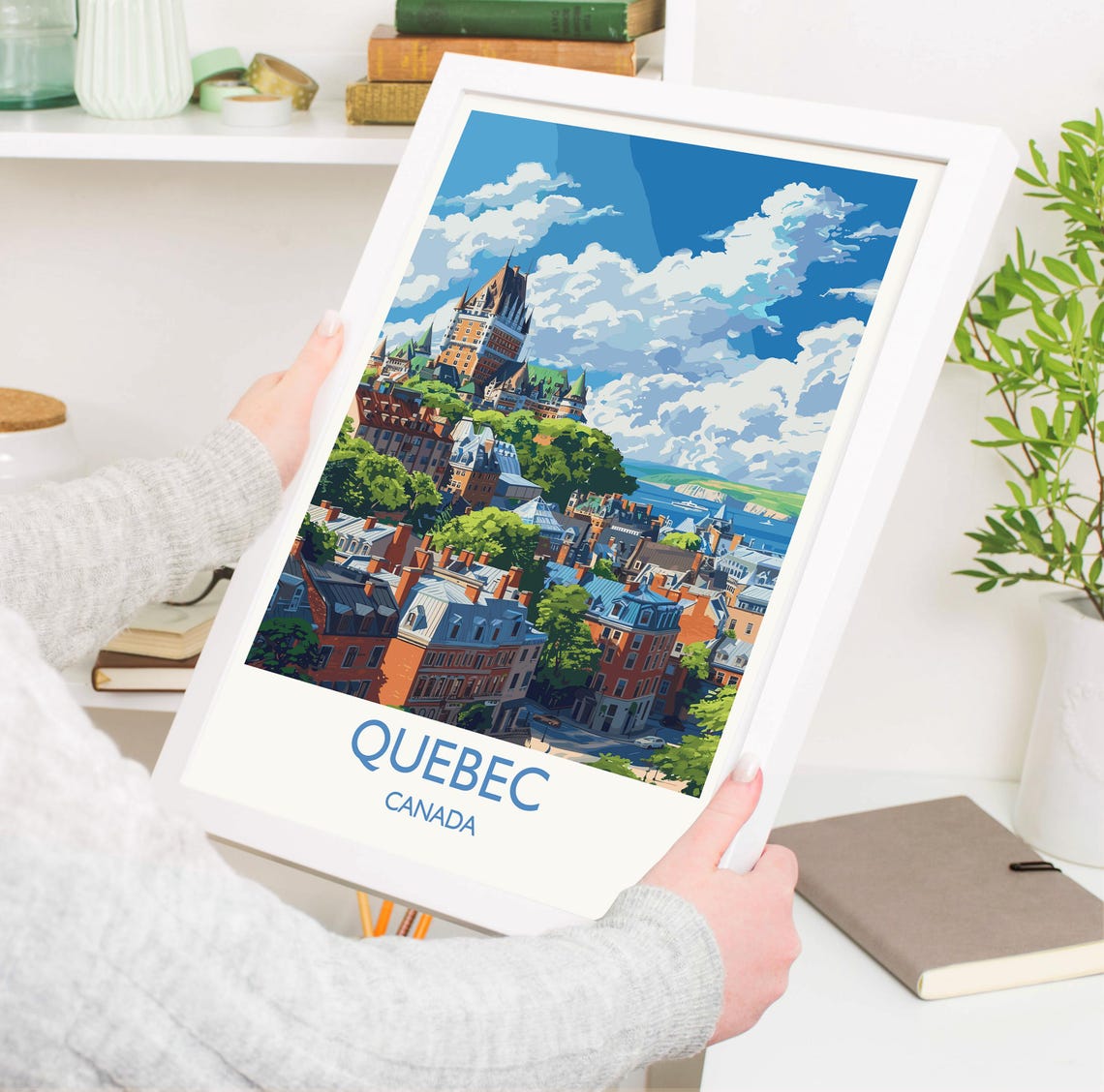Quebec City Canada Old Town Rooftops Chateau Frontenac Travel Poster - Image 3