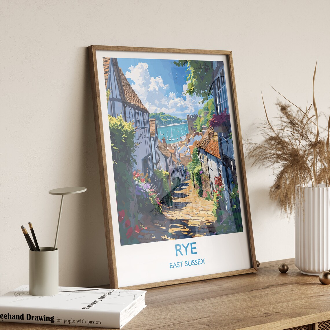 Rye Travel Poster, East Sussex English Coastal Art - Image 3