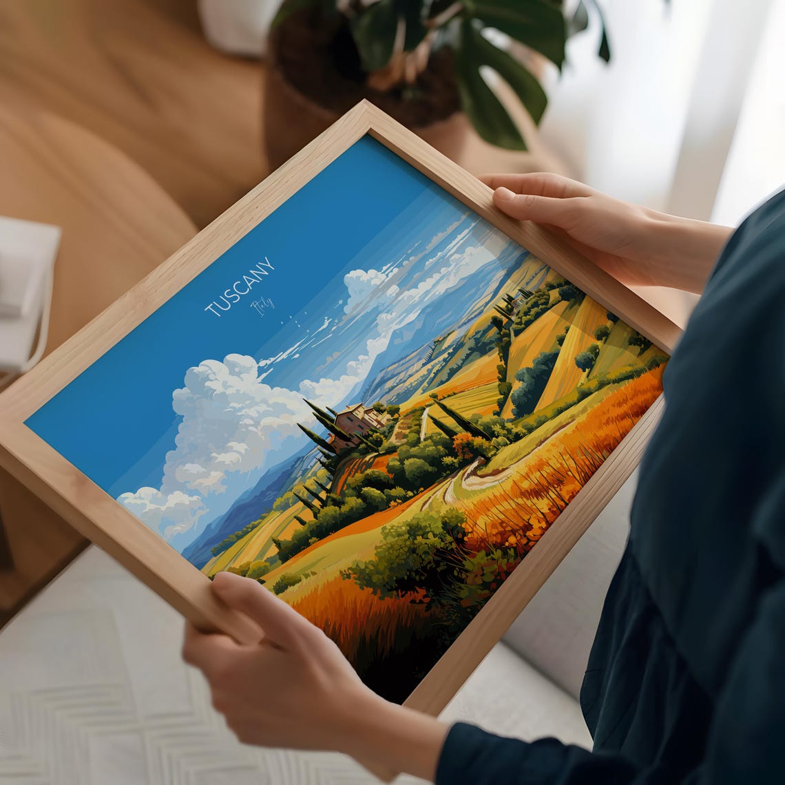 Tuscany Italy Golden Rolling Hills Cypress Farmhouse Sunset Poster - Image 3