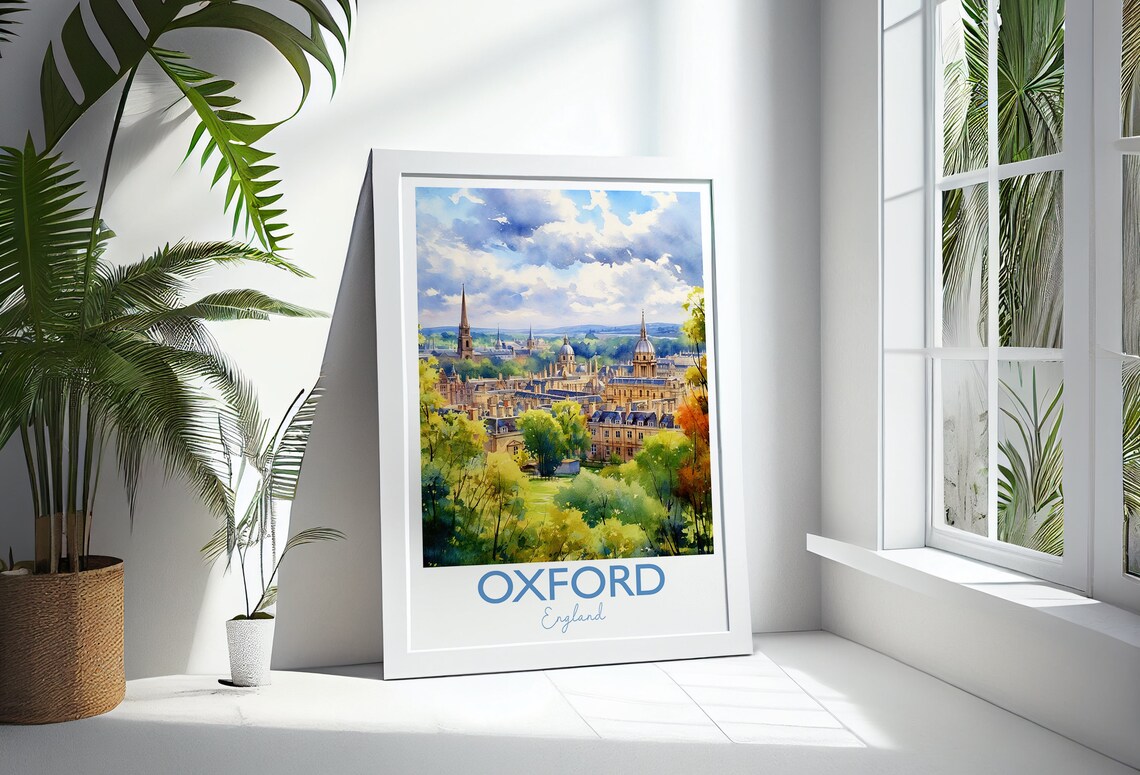 Oxford Travel Poster, Watercolour Art Print - Image 4