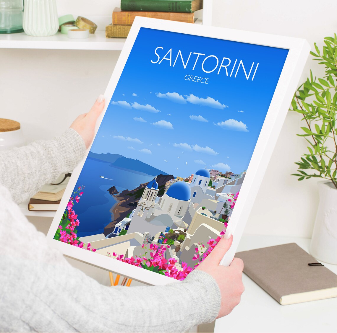 Santorini Travel Poster, Greece Travel Print - Image 3