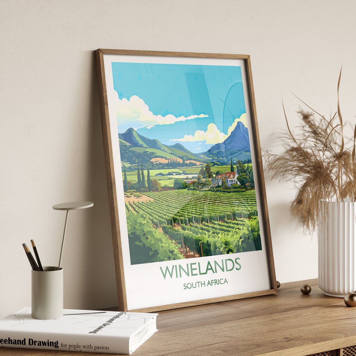 Winelands Travel Poster, South Africa Wine Region - Image 3